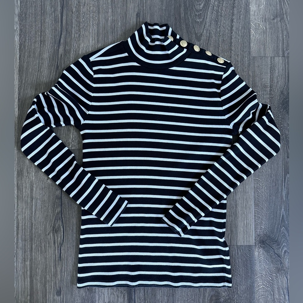 J. Crew Vintage rib turtleneck with buttons in stripe
